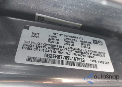 2009 Pontiac G8 from USA, damaged, VIN 6G2ER57769L167929